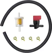 5414K 1/4" x 25" Fuel Line Hose with 4 Clamps + Inline Fuel Filter + Fuel Shut Off Valve fits Briggs & Stratton 283207 791850 95162S 691035 698183 Lawn Mower Small Engines