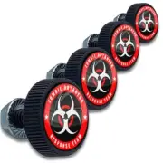 4 Pc ZOMBIE OUTBREAK Black License Plate Frame Tag Bolt Screw for Harley Touring