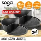SOGA 2X 2n1 Cast Iron Ribbed Fry Pan Skillet Griddle BBQ and Steamboat Hot Pot
