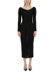 [Dolce & Gabbana] Dolce & Gabbana-Jacquard Logo Sheath Dress-Donna 42