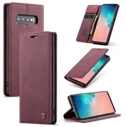 CaseMe Samsung Galaxy S10 Classic Leather Folio Case Cover G973 Skin [Wine]