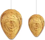AYNKH Pack of 2 Waterproof Wasp Nest Decoy Hanging Fake Wasp Nest Repeller Horns for Home, Garden, Farm, Outdoor