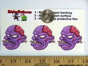 3 - Zombie Heads 2" Hard Hat Toolbox Helmet Sticker H 184