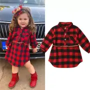 0-5t Toddler Newborn Kids Baby Girls Dress Red Plaid Cotton Dress