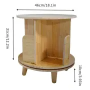 1-Tier Floor Standing Solid Wood Single-Layer Rotating Bookshelf 31cm H Bookcase