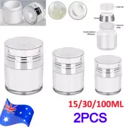 2 Airless Pump Cosmetic Jar Vacuum Cream Bottle Refillable Container Travel Jars