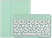Cute iPad 9th 8th 7th Generation Keyboard Case Round Key iPad Air 3rd Gen iPad Pro 10.5 inch Removable Bluetooth Keyboard Cover with Pencil Holder (Mint Green)
