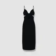 $695 Zac Posen Women's Black Cut-Out Back Slit Sheath Dress Size 12