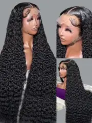 250% 40 46inch Curly Wigs Deep Wave Frontal Wig 13x6 HdLace 13x4 WaterWave
