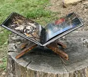 ORNATE CARVED TREE OF LIFE TIMBER BOOK STAND WEDDING ALBUM STAND GRIMOIRE BOS