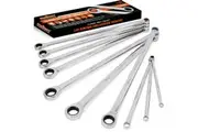 HORUSDY 10Pc Extra Long Ratchet Spanner Set Aviation Double End 8-19mm w/t Pouch