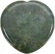 uxcell Thumb Worry Stone for Anxiety, 1.6" Natural Heart Crystal Stone, Polished Gemstone Hand Carved Pocket Rock Anxiety Crystals for Women Stress Gifts Meditation, Gray Green