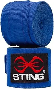 STING Elasticized Hand Wraps for Boxing, MMA, or Muay Thai – Blue, 180 in.