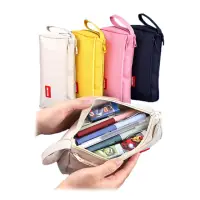 在飛比找momo購物網優惠-【JU嚴選】筆袋 鉛筆袋 鉛筆盒 文具袋(雙層/大容量/五色