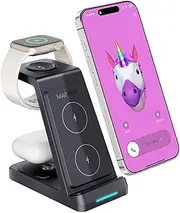 MANKIW Charging Station for Apple Watch and iPhone, 3 in 1 Charging Station for iPhone 15/14/13/12/11/X Series, Apple Watch 7/6/5/4/3/2/SE, AirPods 3/2/Pro