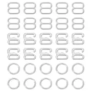 60 Pcs 6mm Bra Strap Hooks, Alloy Adjustment Slide Bra Strap Clips, Silver