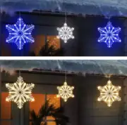 Set of 10 Twinkling LED Snowflake Icicle Lights Christmas Decoration