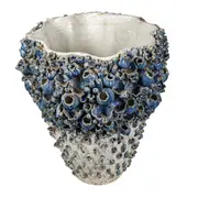 [OneWorld Collection] Vase with Flower White and Blue