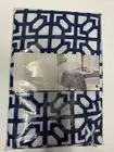 Fabric Indoor/Outdoor Tablecloth,70"Round, BLUE & WHITE GRAPHIC TRELLIS,Everhome
