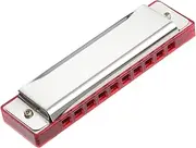 EXQUIMEUBLE Metal Diatonic Harmonica with Black Case 10 Hole 20 Tone Mouth Organ Portable Wind Instrument for Students Beginners