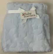 NWT Baby Starters Blue Embossed Star Stars Print Super Soft Plush Baby Blanket