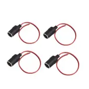 Car Charger Power Cigarette Lighter Female Socket Cable Set of 4 Black