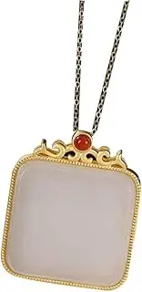 [KONGKNUANK] Necklaces For Women Jade pendant S925 Silver Gold-Plated with Natural Hetian Jade Nothing Necklace Pendant for Women Yoga Genuine