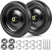 Wbuosz 13" Flat Free Wheels Replacement 2-Pack 4.00-6 Solid Tires, 5/8" & 3/4” Bearings,for Hand Trucks/Garden Carts/Poly Dump Carts
