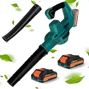 Cordless Air Leaf Blower, Battery Leaf Blower, with 2 * 20v 2.0ah Batteries, 2 Speed Levels, an Incredible 16,100 RPM, with Non-Slip Hand Blower for Lawn Care, Yard, Sidewalk and Snow Blowing Green