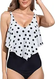 SHWING Women's Swimsuit | Bikini Conservative High Waisted,Tummy Control Retro Quick-Drying for Pool, Spa, Hawaii, Beach, Honeymoon