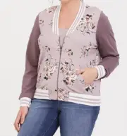 NWT TORRID Mauve Floral Ponte Bomber Style Jacket * Size 4 / 4x 26 MSRP $68.90
