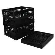 3-Pack 15 L Plastic Collapsible Storage Crates, Folding Storage Crate, Black