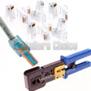 50 Pcs Cat5e RJ45 Network Modular Plug Connector Crimp Tool End Pass Through