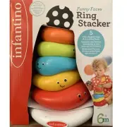 Infantino Funny Faces Ring Stacker 5 Silly-shaped Colorful Rings & Rocking Base