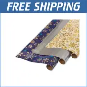 Shimmering Holiday Wrapping Paper Rolls: 3 Pack in Jewel Tones & Metallic Silver