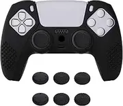 eXtremeRate PlayVital Black 3D Studded Edition Anti-Slip Silicone Cover Skin for ps5 Controller, Soft Rubber Case Protector for ps5 Wireless Controller with 6 Black Thumb Grip Caps