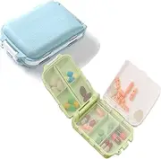 Travel Pill Organizer,Daily Pill Organizer，8 Compartments Portable Pill Box，Small Pill Case ，2 Pcs Medicine Vitamin Container for Vitamins, Cod Liver Oil, Supplements and Medication