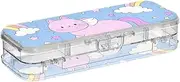 Cute Cartoon Cat Star Purple Peach Clear Pencil Box Plastic Double Layer Pencil Container For Kids With Lid
