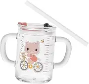 CRAFTHROU Children's Drinking Cup Milk Cup Clear Drinking Glasses Portable Straw Water Mug Water Cup Clear Mugs Coffee Mugs Coffee Glasses Cups Pig Cup Transparent