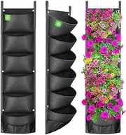 ANGTUO 6 Pockets Hanging Planters for Outdoor Plants, One Pack Wall Planter Vertical Garden, Hanging Plant Holder for Railing, Balcony, Fence