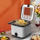 with Basket Oven Adjustable Thermostat Frying Pan Electric Pot Deep Fryer Grill