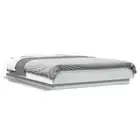 RGB LED Lights Bed Frame Wooden Mattress Base White Double Size 135x190cm
