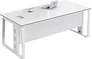 Workstations White Office Desk Boss Desk Simple Modern Single Office Desk and Chair Combination Manager Supervisor Desk Shift Table Office Desk(140 * 60 * 75CM)