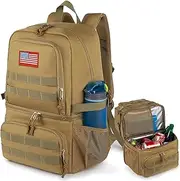 Tactical Double Deck Cooler Backpack for Men,Large Lunch Backpack with 2 Compartment,Soft Cooler Bag Water-Resistant Leak Proof Cooler Bag Beach Picnic