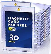 30Pack Magnetic Card Holder for Trading Cards, 35pt One Touch Card Holder, U-V Protectors Hard Plastic, Magnet Case, Sports, Baseball Cards Holder