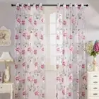 Peony Pattern Flower Tulle Window Drapes Sheer Curtains Curtain Home Decoration