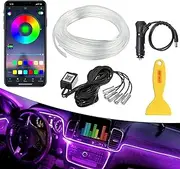 Sodcay Car Interior LED Strip Light, Car Neon Ambient Lighting, 16 Million Colors 5 in 1 Interior Lights, with 236 inches Fiber Optic, APP Control with Remote Music Sync Color Change LED Lights