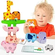 Montessori Toys for 2 3 4 Year Old, 10pcs Wooden Animal Blocks Sorting & Stacking Toys for 2-4 Year Old Toddlers Girl Boy Gifts, Kids Preschool Educational Toys Fine Motor Skills Learning Games