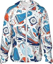 [JHLMN] UPF 50+ Sun Protection Hoodie Jacket Full Zip Long Sleeve Sun Shirt Hockey Elements Creative Patterned Fishing Shirt