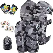 Innovative Soft Kids Knee and Elbow Pads with Bike Gloves | Toddler Protective Gear Set w/Mesh Bag& Sticker | Comfortable& Flexible | Roller-Skating, Skateboard, Bike Knee Pads for Children Boys Girls